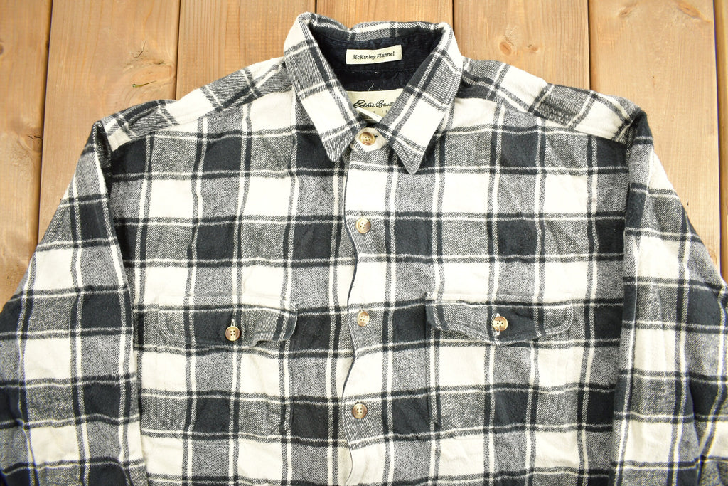 Vintage 1990s Eddie Bauer Plaid McKinley Flannel Button Up Shirt  90s Button Up  Vintage Flannel  Plaid Shirt  100% Cotton  Eddie Bauer