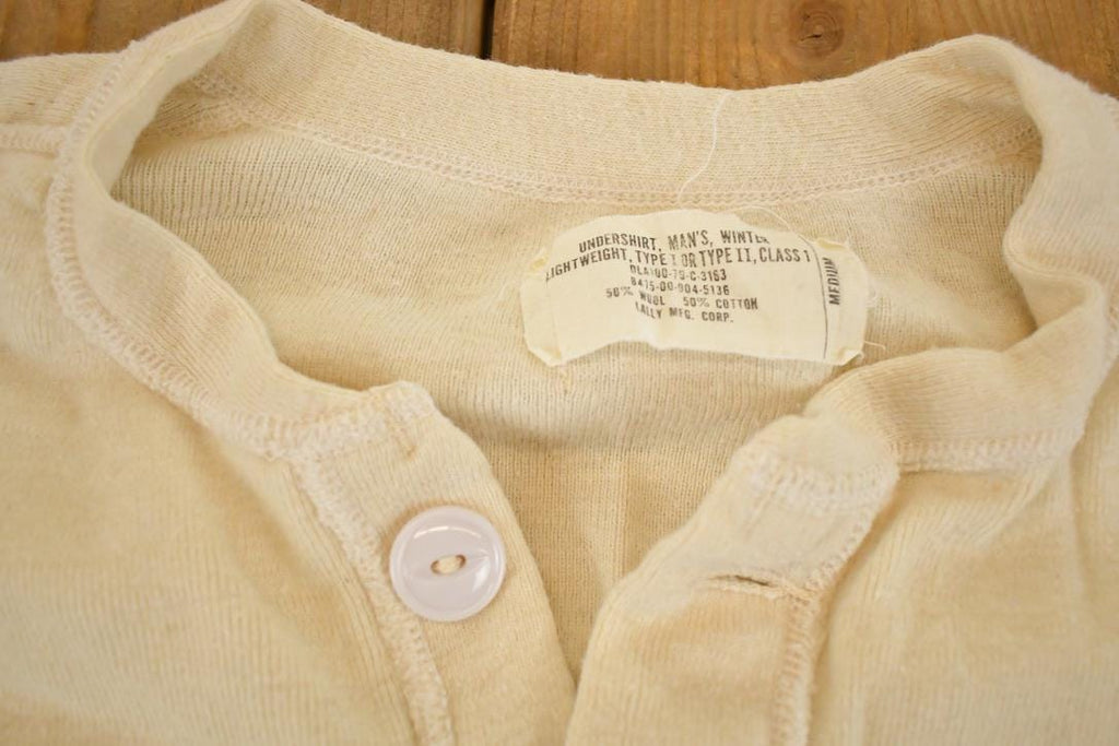 Vintage 1990s Army Thermal Streetwear Blank Crewneck Shirt Men's S