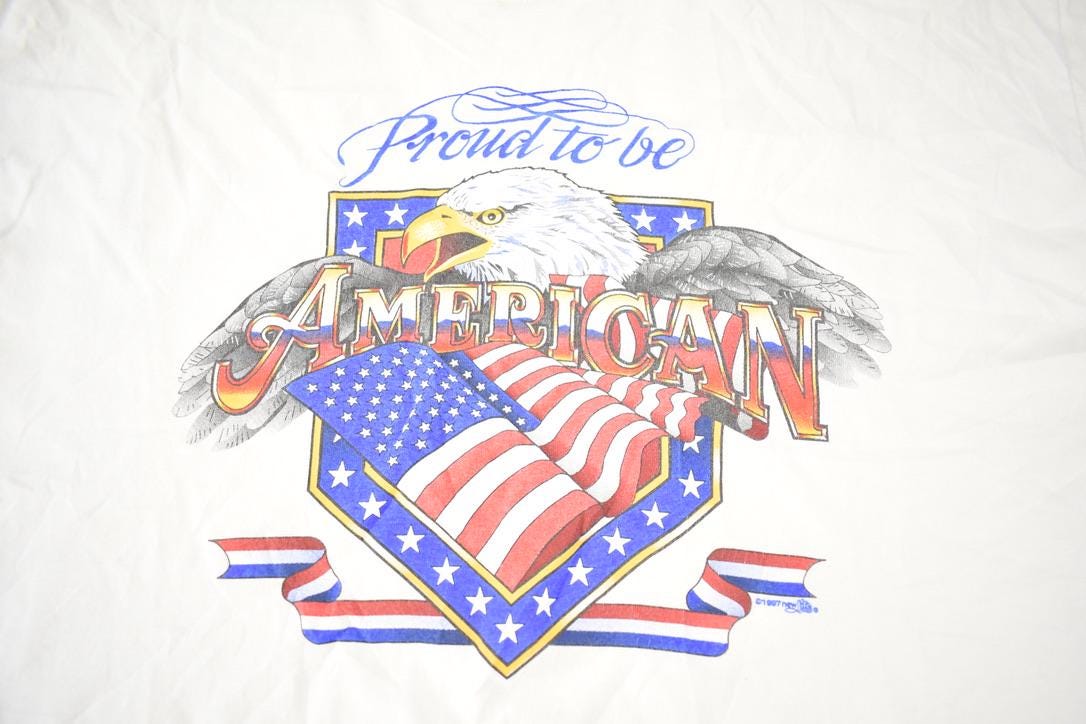 Vintage 1997 Proud To Be American Dempster Souvenir Travel T-Shirt Made In USA