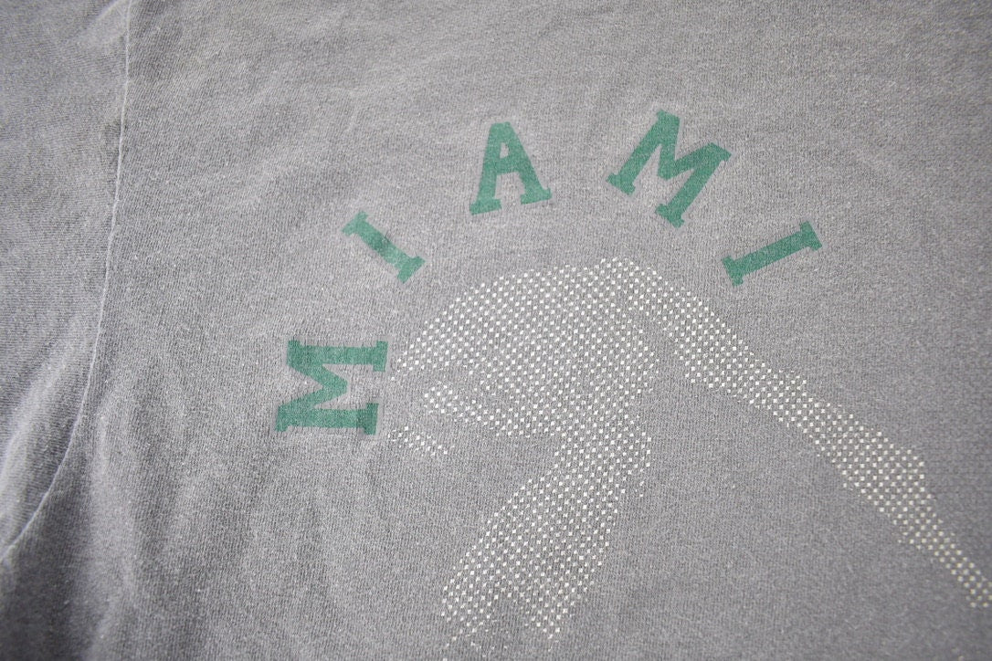Vintage 1990s University Of Miami Hurricanes Collegiate Graphic T-Shirt Size XL