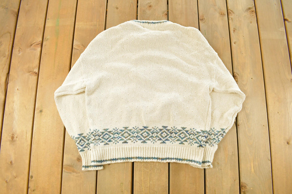 Vintage 1990s Isle of Cotton Aztec Navajo Knit Crewneck Sweater Women's L