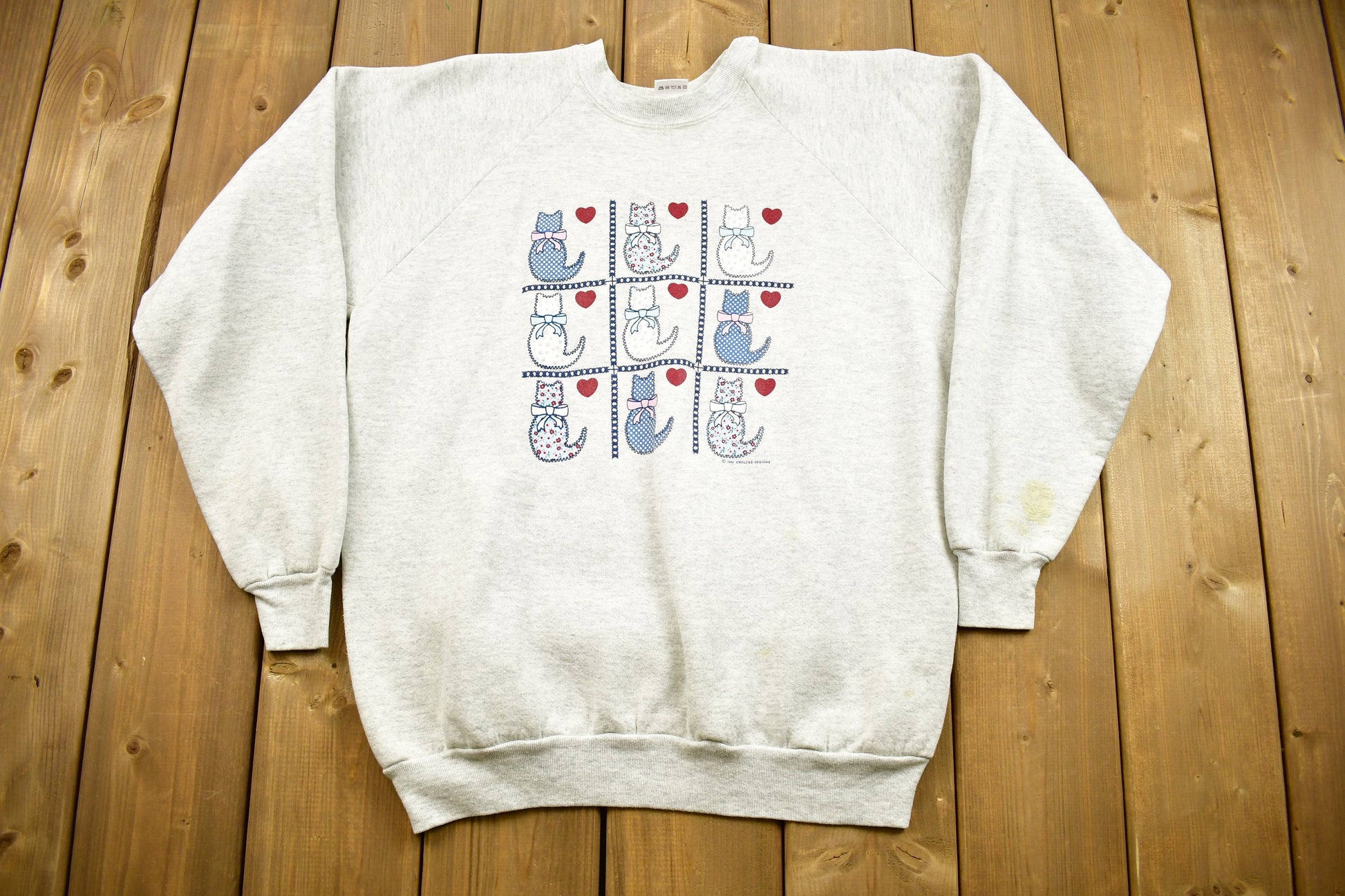 Vintage 1990s Kitty Cat Graphic Crewneck Sweater / Love / Vintage 90s Crewneck Sweater / Kitten / Pullover Sweatshirt / Made In USA / BS1.3