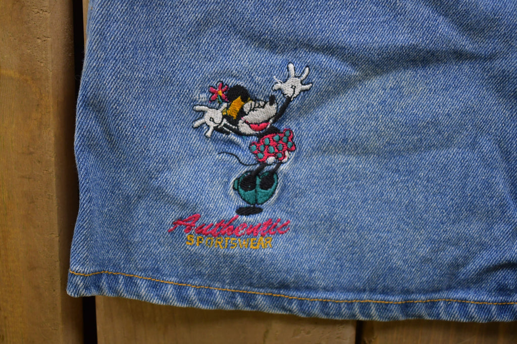 Vintage 1990s Disney Mickey Mouse Embroidered Denim Jean Skirt
