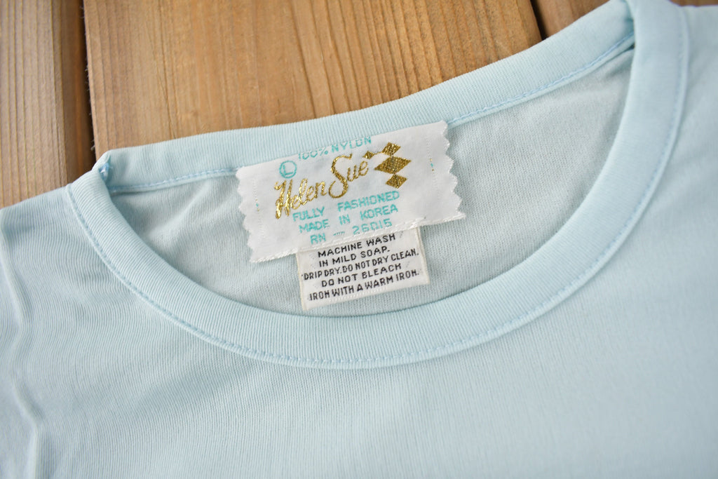 True Vintage 1960s Deadstock Helen Blank Blue Nylon T Shirt