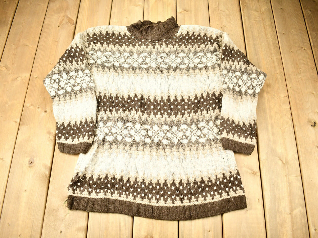Vintage 1990s Hand Knitted Croft & Barrow Mockneck Sweater