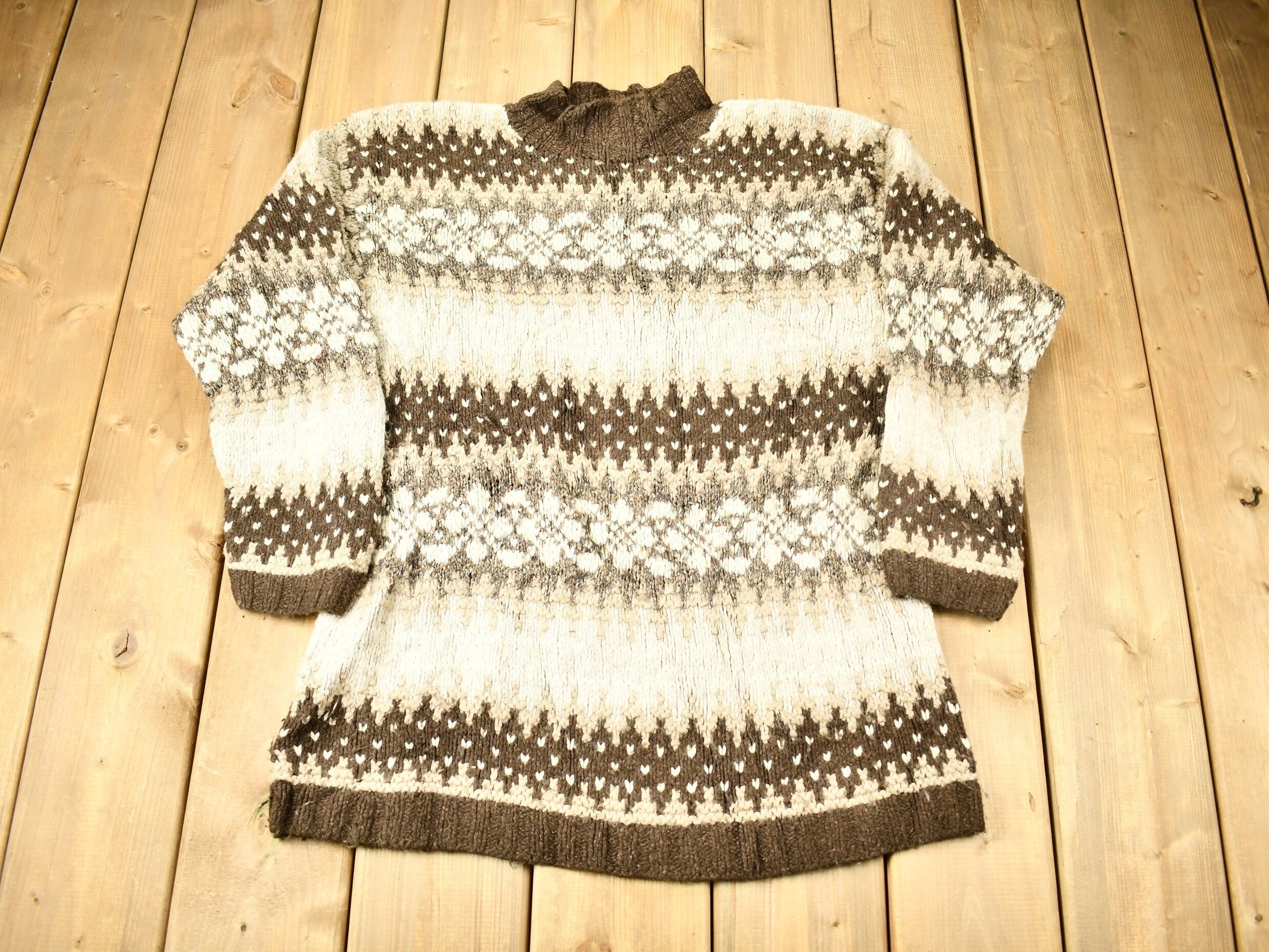 Vintage 1990s Hand Knitted Croft & Barrow Mockneck Sweater