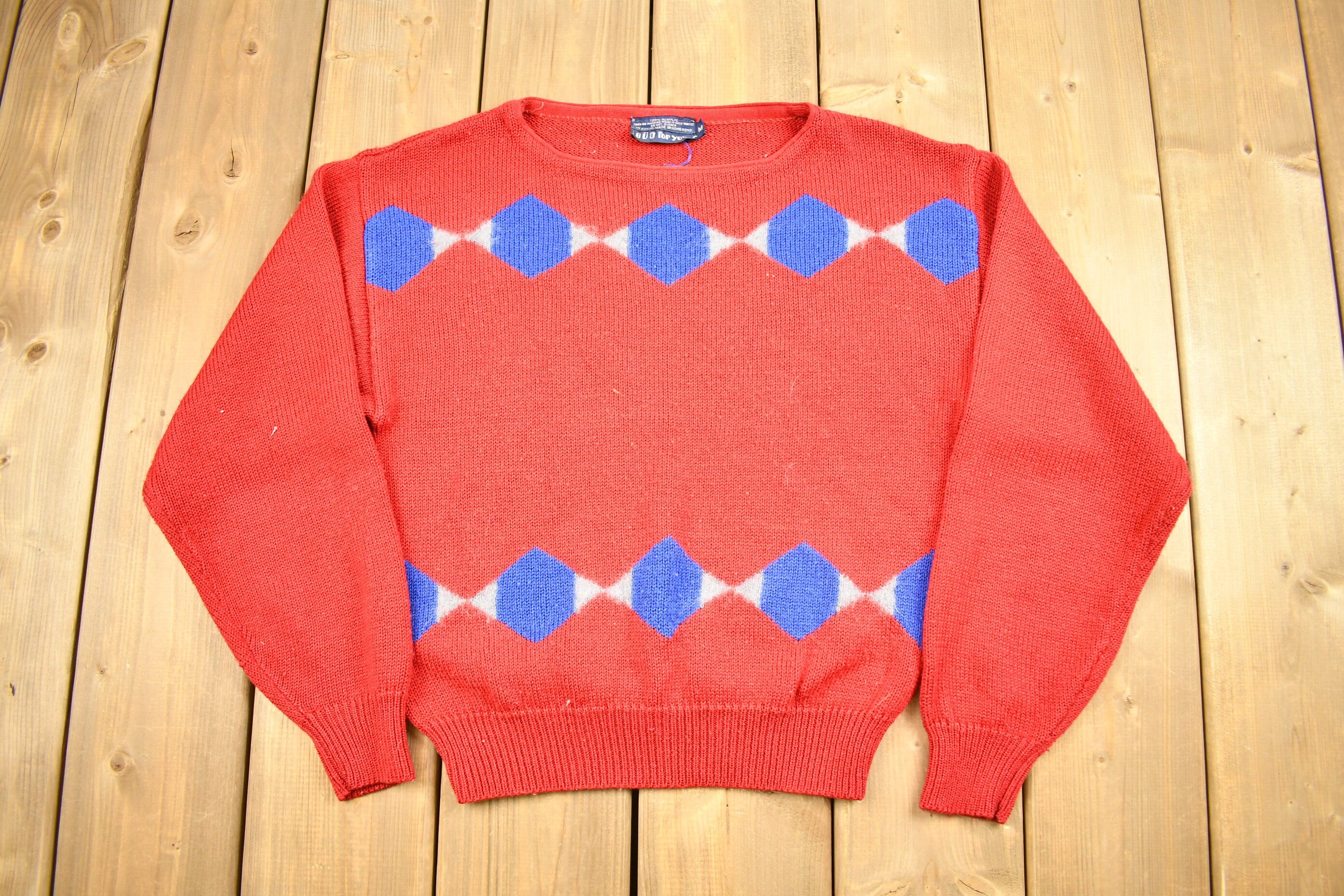 Vintage 1990s GUO For You Acrylic Knitted Crewneck Sweater
