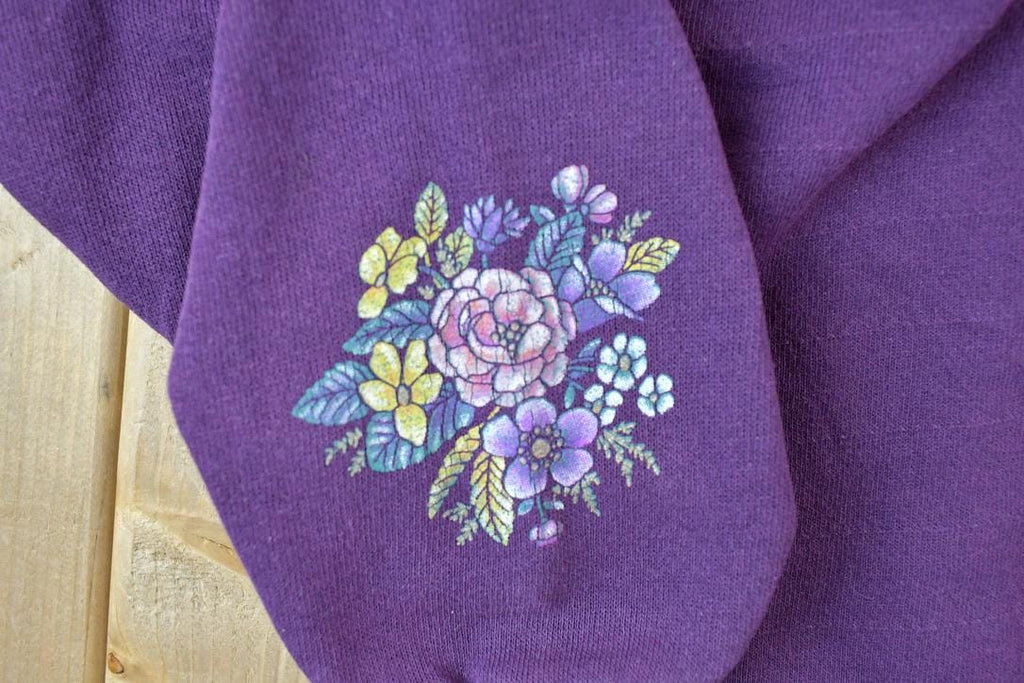 Vintage 1990s Morning Sun Petite Cute Floral Double Collar Crew Neck Sweater