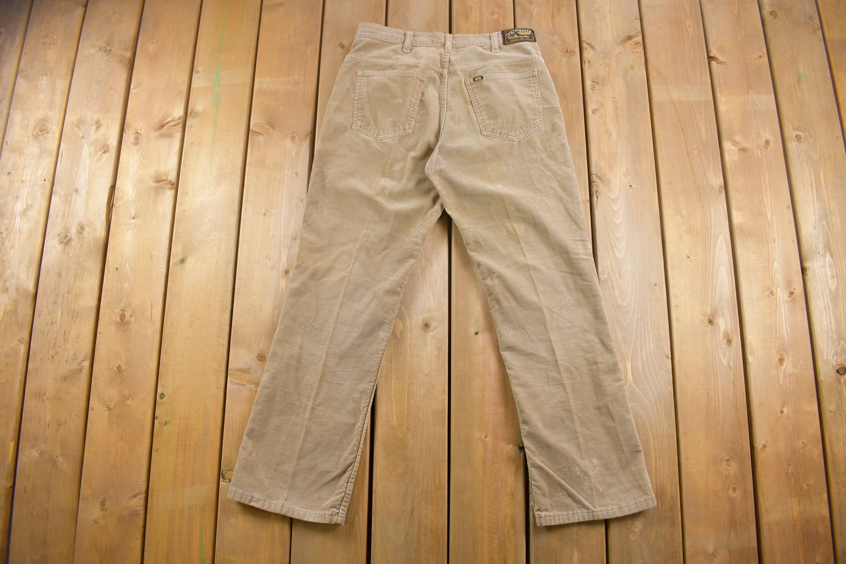 Vintage 1970s Gap Pioneer Beige Corduroy Trousers Size 31 x 28