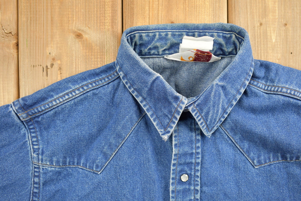 Vintage 1980s Carhartt Pearl Snap Denim Shirt
