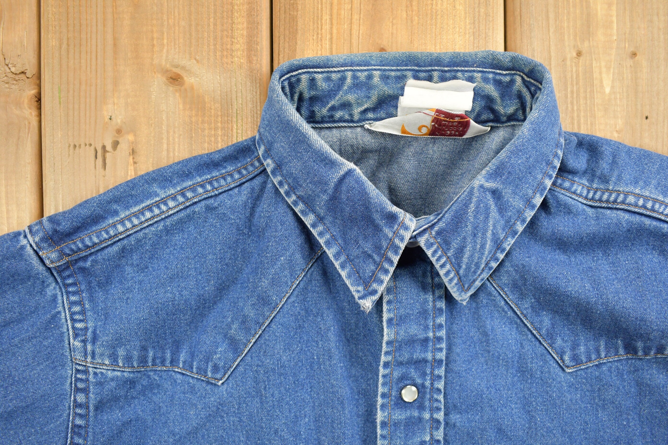 Vintage 1980s Carhartt Pearl Snap Denim Shirt