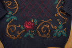 Vintage 1990's Jones New York Womens Floral Knit Sweater