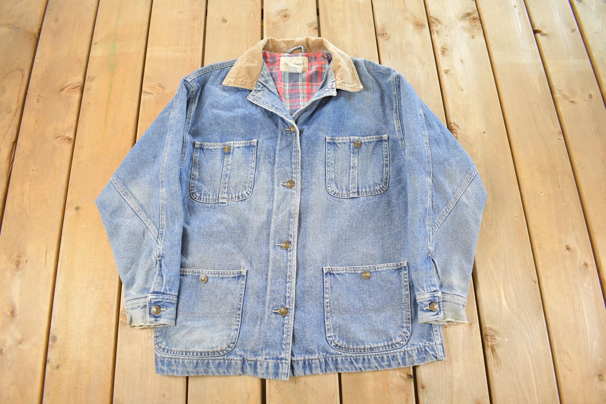 Vintage 1990s Great Land Flannel Lined Denim Chore Coat Women's Small