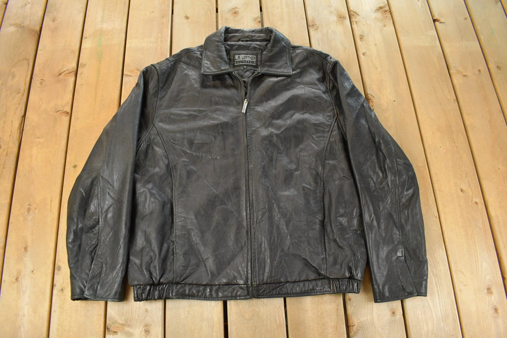 Vintage 1990s L.A. Leather Bomber Flight Jacket Men's XL