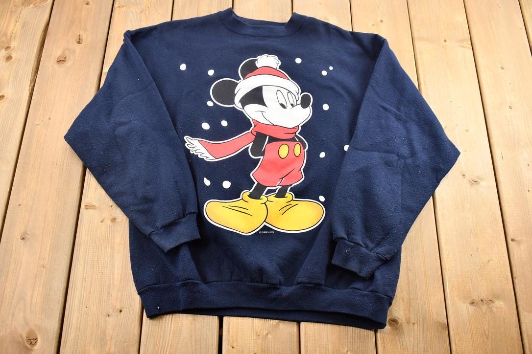 Vintage 1990s Mickey Unlimited Winter Mickey Mouse Graphic Disney Crewneck Sweatshirt