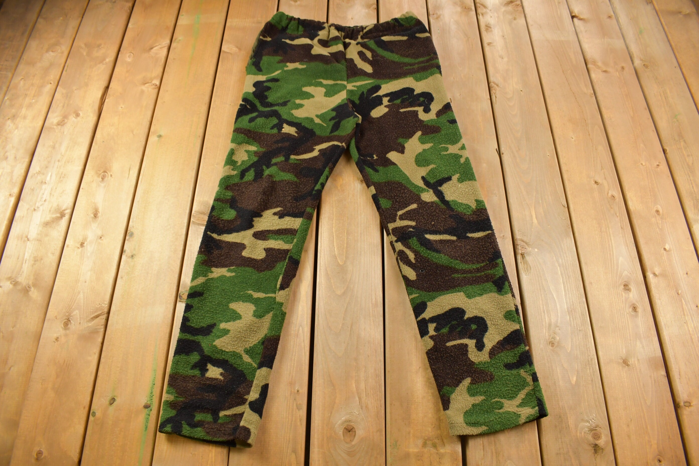 Vintage 1990s Woodland Camo Cabela's Fleece Hoodie & Pants Size Medium