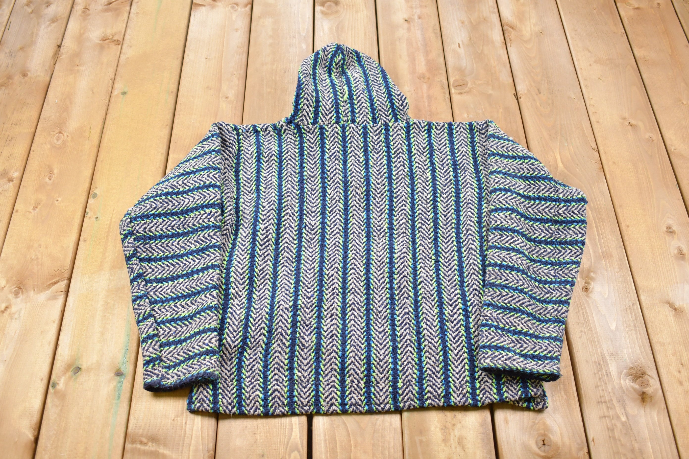 Vintage 1990s Rasta Blanket Hoodie