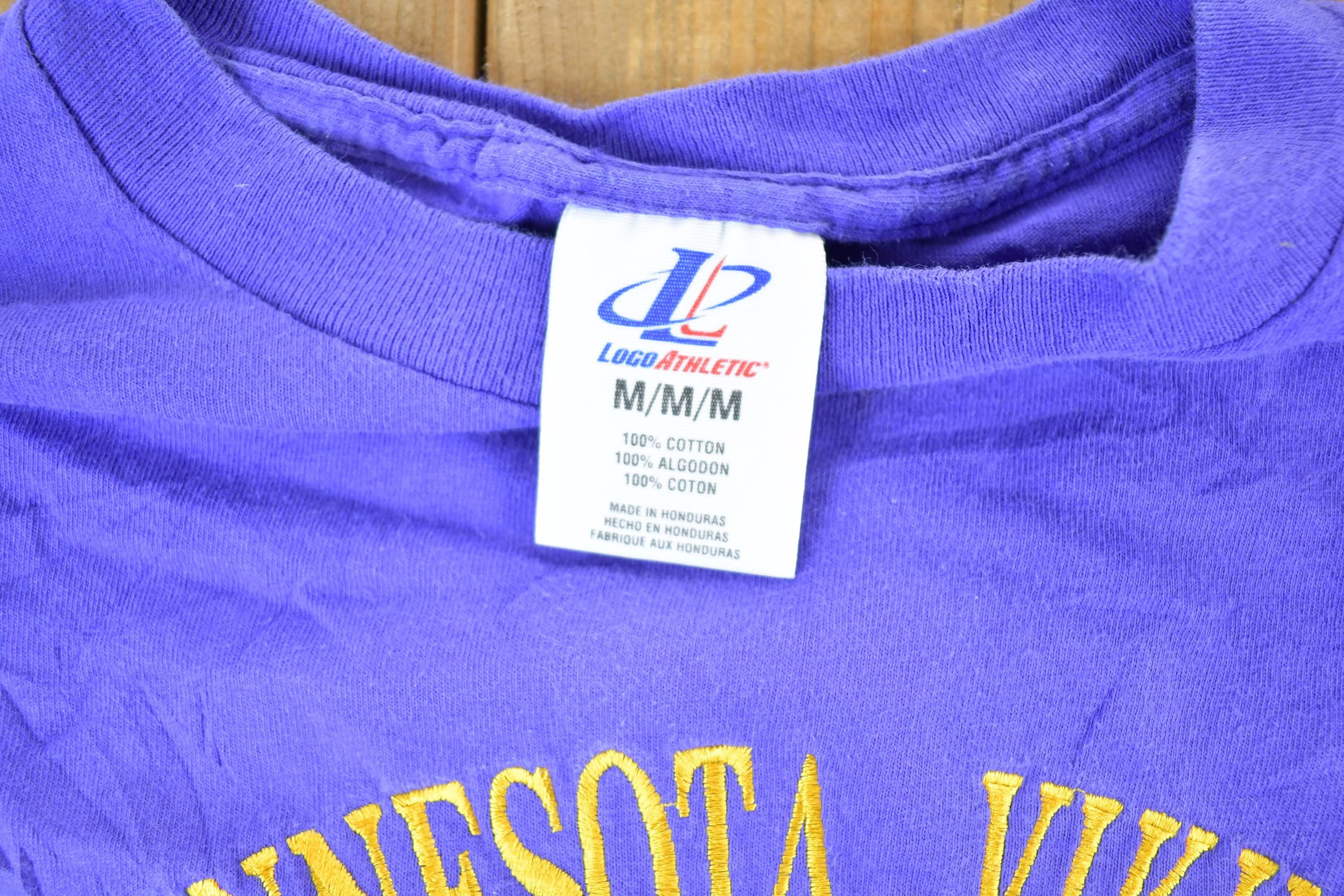 Vintage 1990s Minnesota Vikings Logo Athletic NFL Graphic Cropped T-Shirt Made In USA