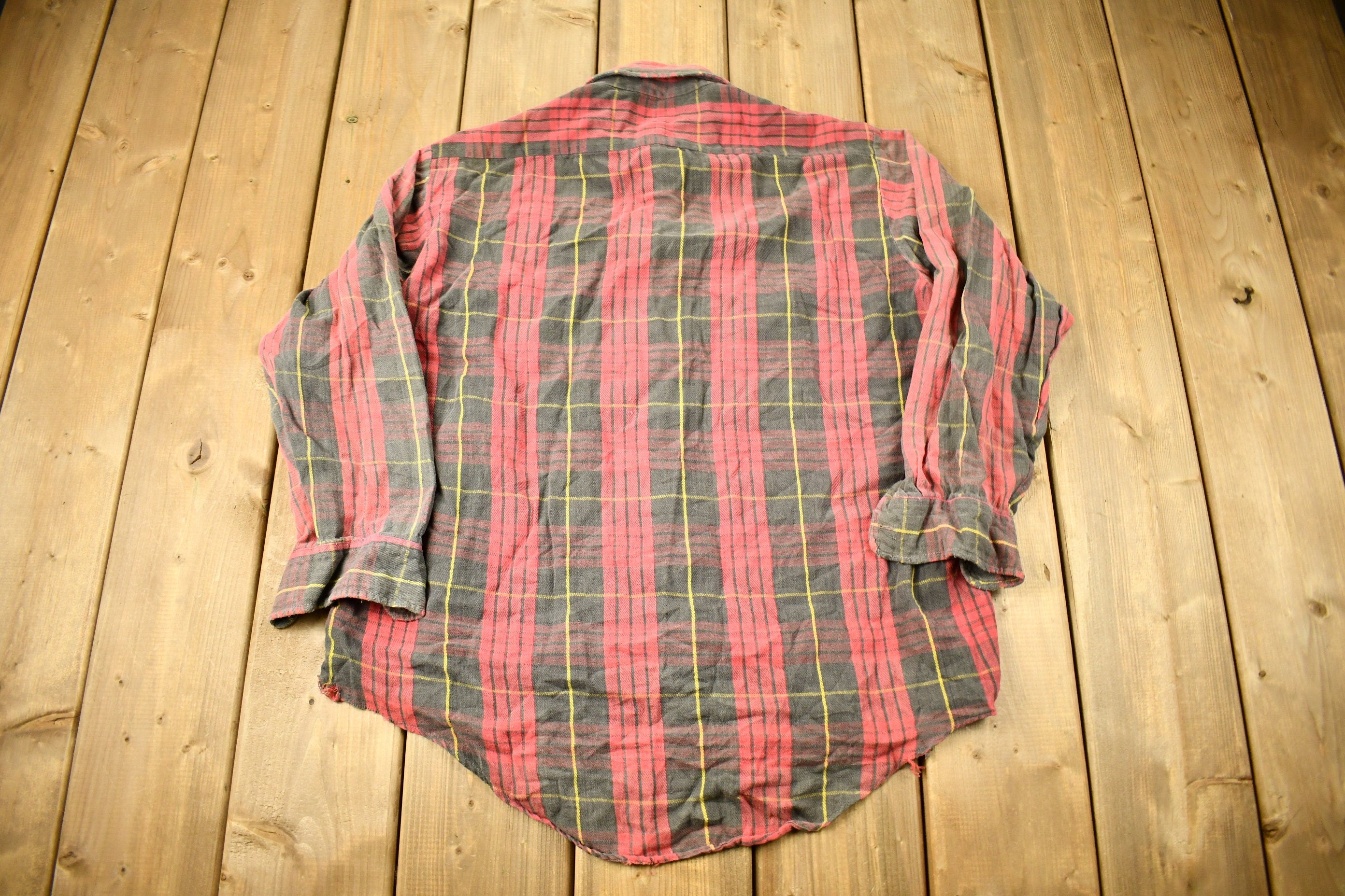 Vintage 1980s JC Penney Red Plaid Flannel Button Up Shirt