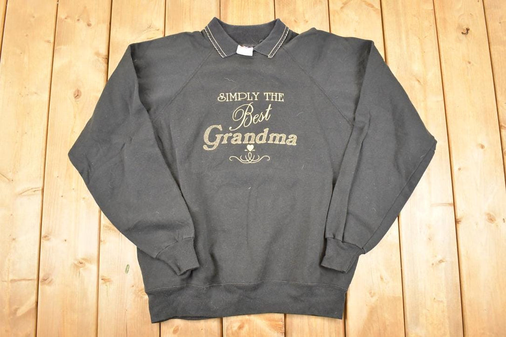 Vintage 1990s Simply The Best Grandma Embroidered Collared Crewneck Sweatshirt Women's XL
