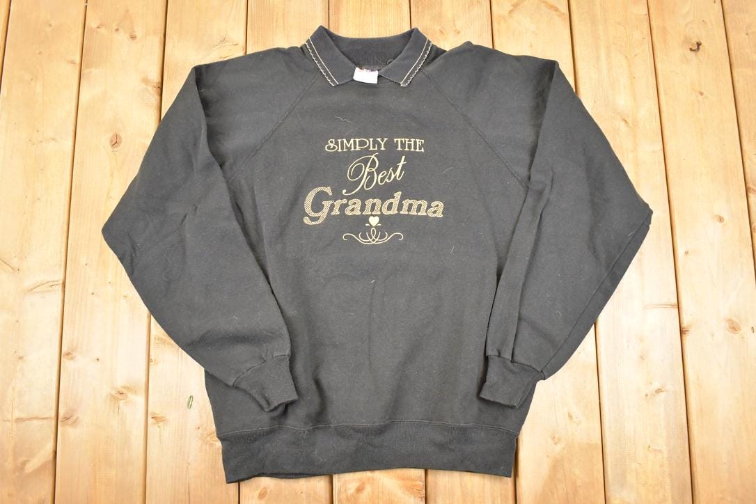 Vintage 1990s Simply The Best Grandma Embroidered Collared Crewneck Sweatshirt Women's XL