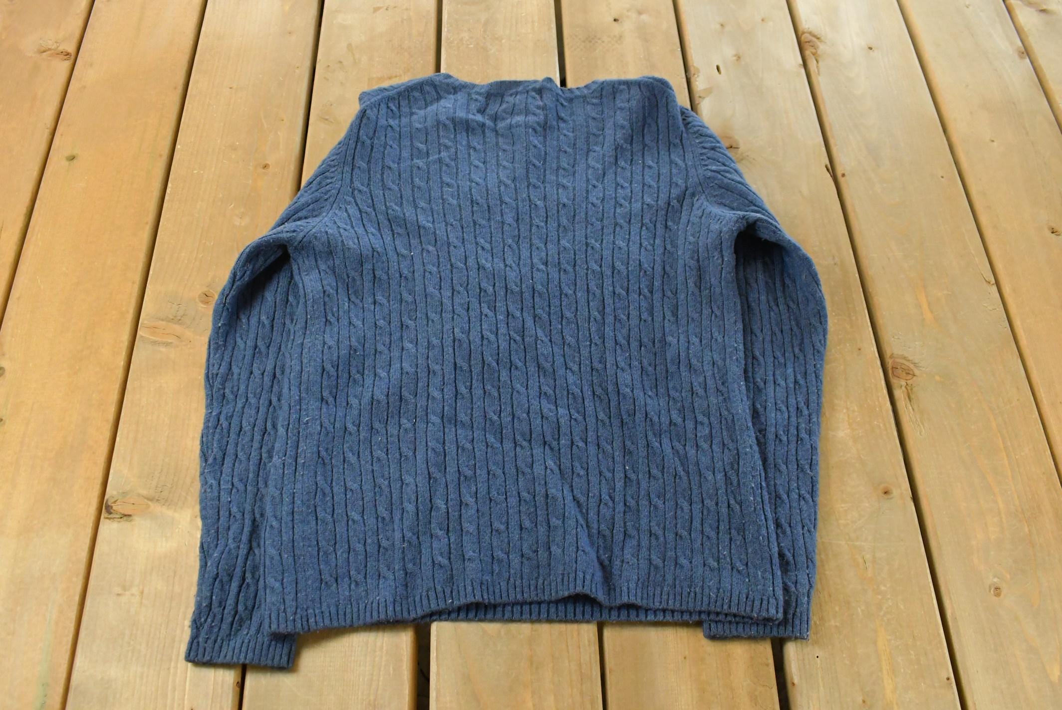 Vintage 1990s L.L. Bean Wool Cable Knit Crewneck Sweater Women's M / 90s Knitted Sweatshirt / Vintage Preppy Knits