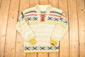 Vintage 1970s Figgjo Made In Norway Knit Abstract Pattern Crewneck Sweater Mens S