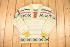 Vintage 1970s Figgjo Made In Norway Knit Abstract Pattern Crewneck Sweater Mens S