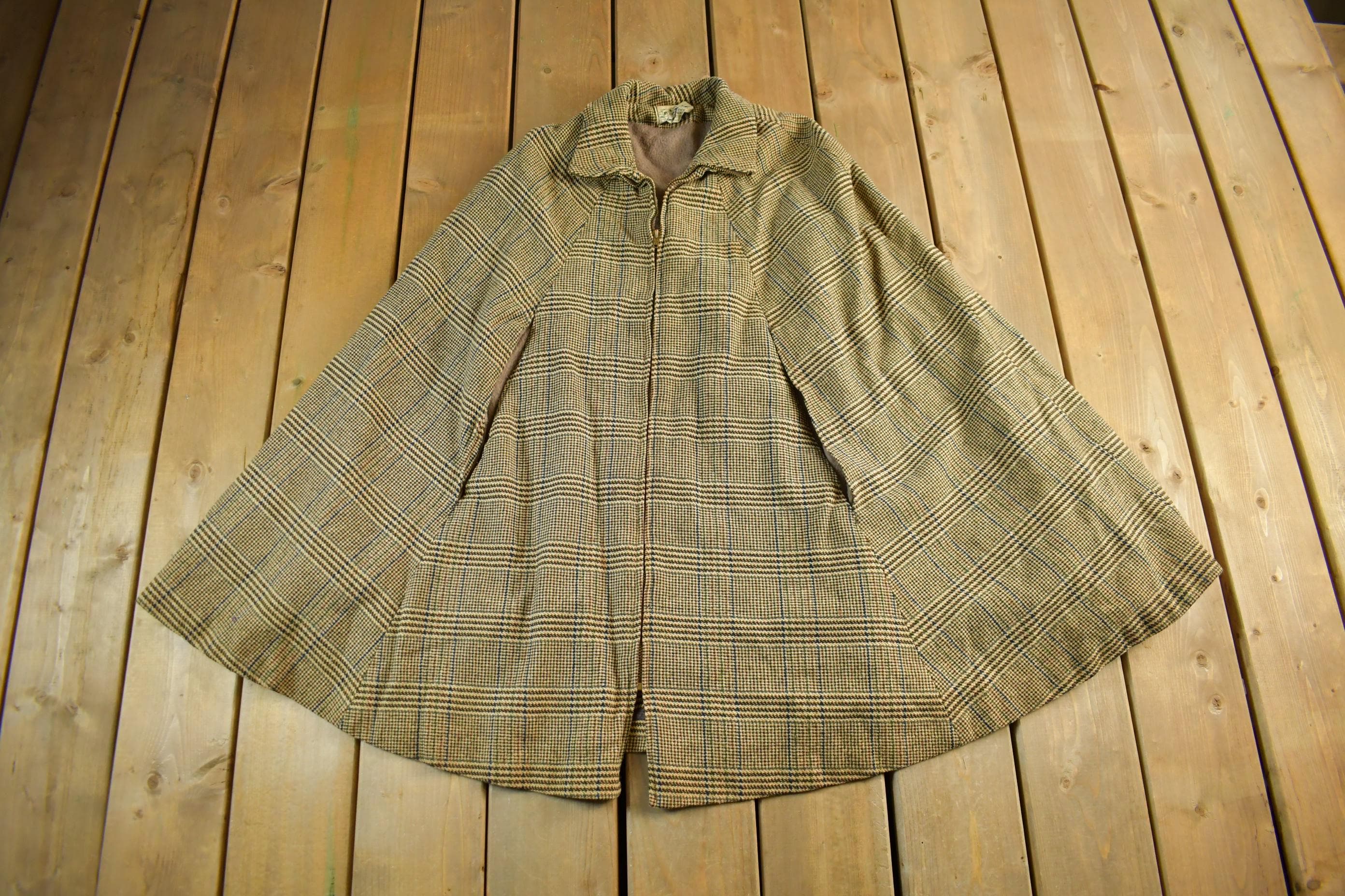 Vintage 1950s 1960s Country Place Wool Cape Poncho