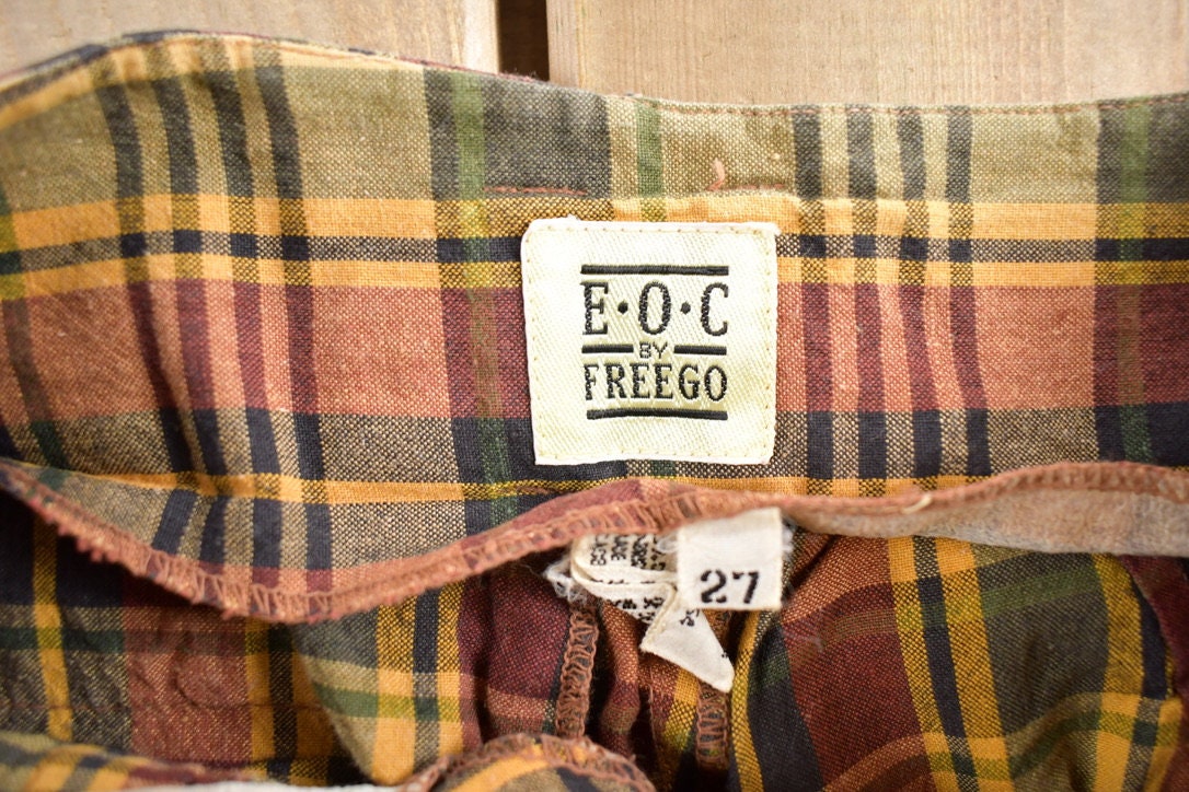 Vintage 1980s EOC By Freego Plaid Pants Size 27x27