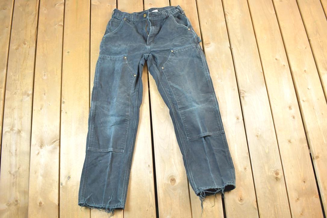 Vintage 1990s Carhartt Double Knee Denim Work Jeans Size 30 x 30 Made In USA