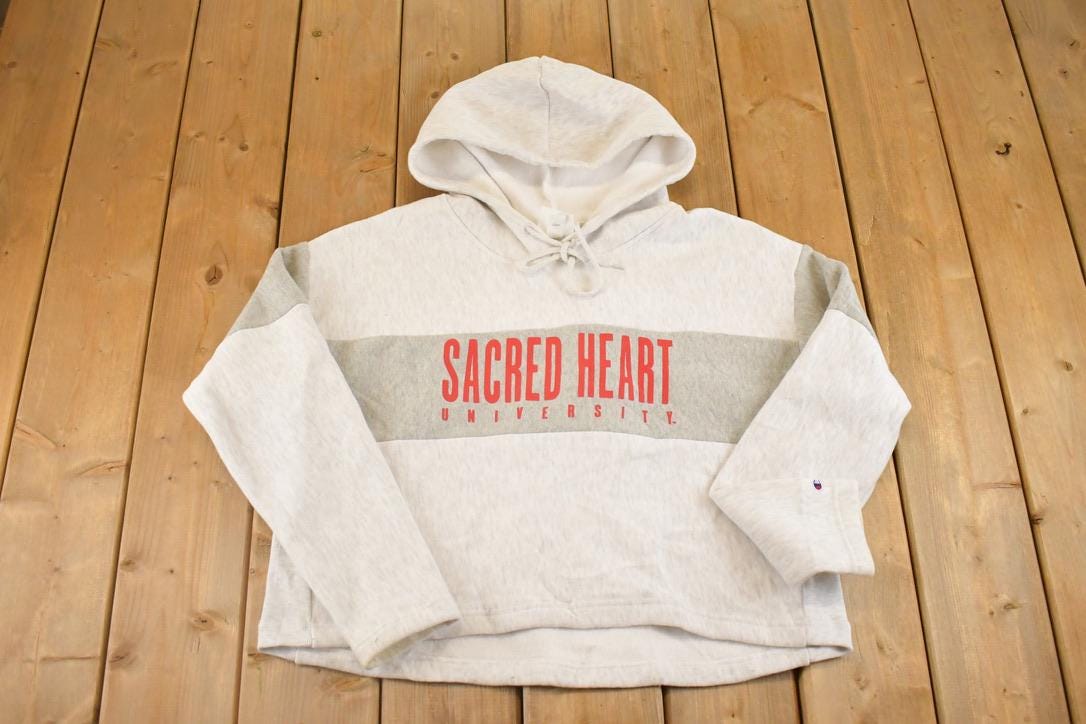 Vintage Y2K Sacred Heart University Champion Reverse Weave Sweatshirt Women's XL Cropped / 2000s Heavyweight Sweater / 2000s Cross Grain