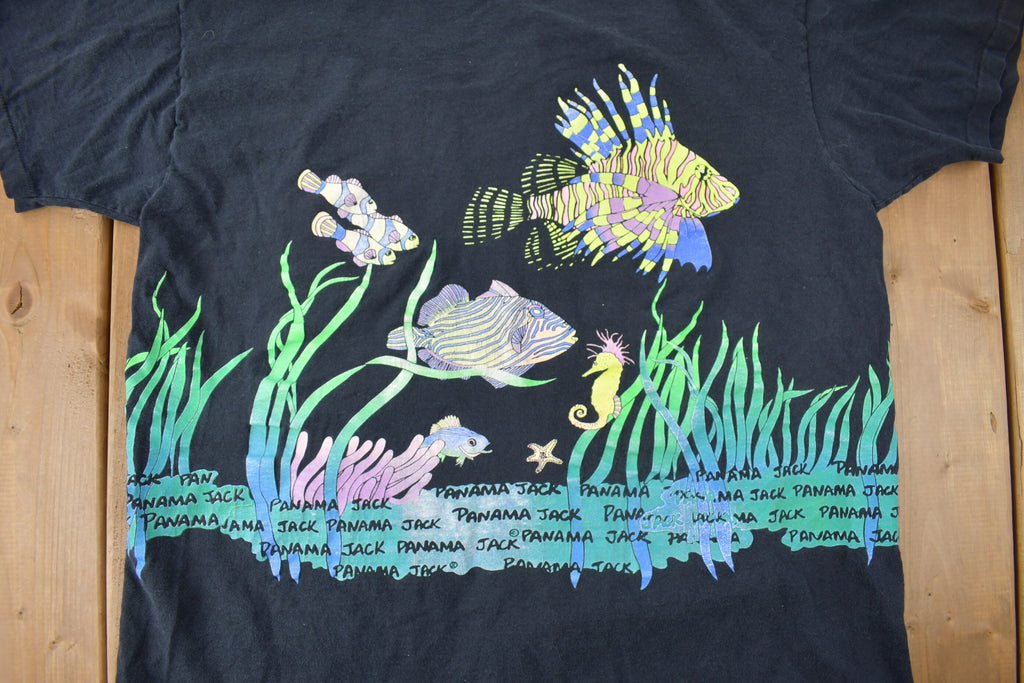 Vintage 1990s Panama Jack Fish Theme Single Stitch Graphic T-Shirt Made In USA