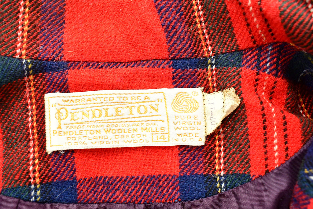 Vintage 1970s Pendleton Plaid Button Up Women's Blazer Size 14