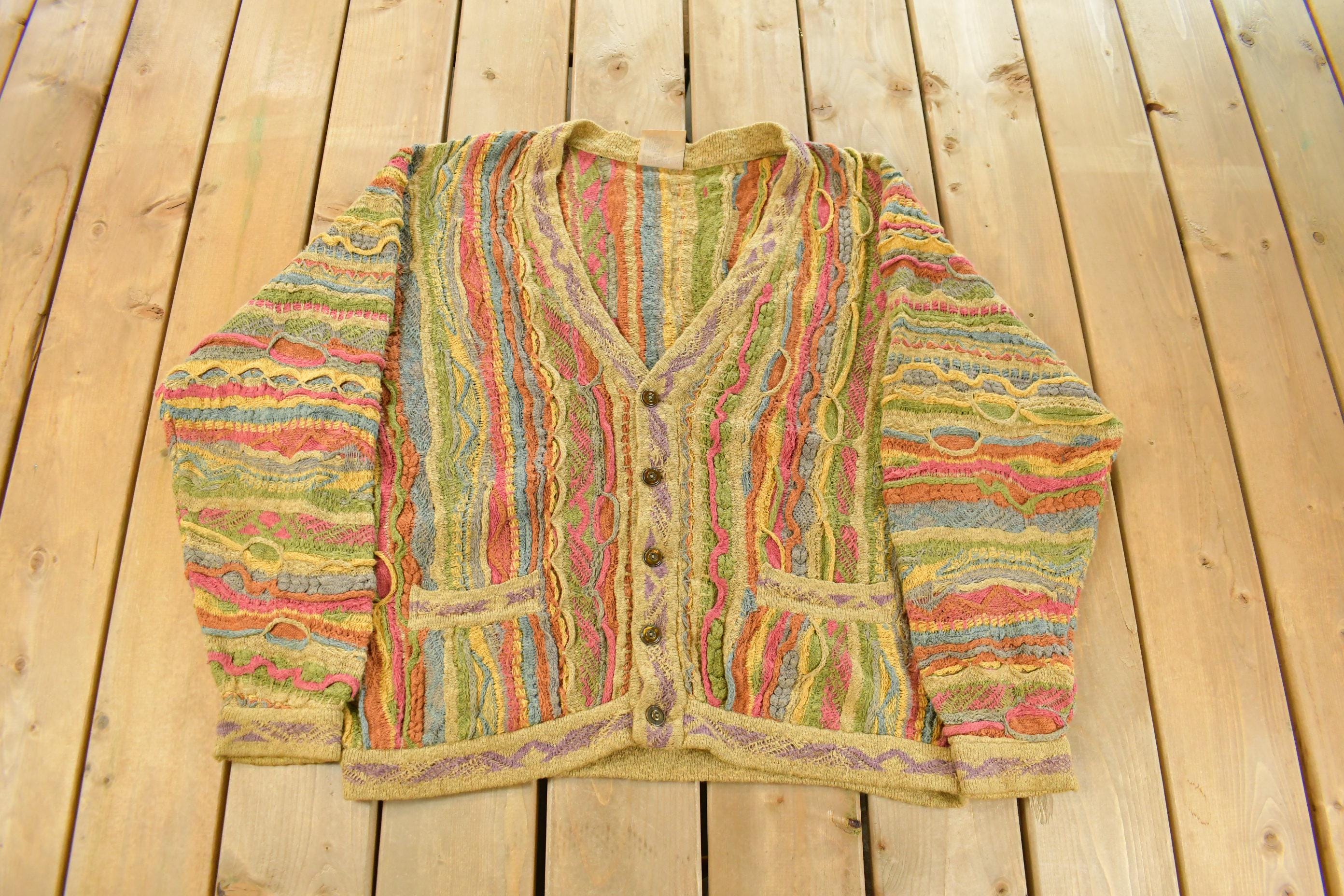 Vintage Coogi Australia 3D Cable Knit Cardigan Sweater Men's XL