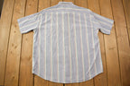 Vintage 1990s Vertical Striped Manhattan Short Sleeve Button Down Shirt