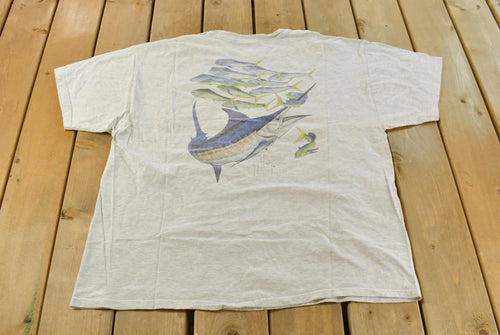 Vintage 1990s Guy Harvey Souvenir Fishing T-Shirt Men's 2XL / Vintage Streetwear / Vacation Tee / Travel T Shirt / Sword Fishlife / Wildlife