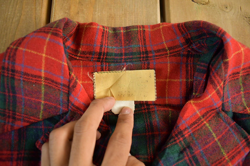 Vintage 1950s 1960s Wool Flannel Button Up Jacket Shirt Women's Medium
