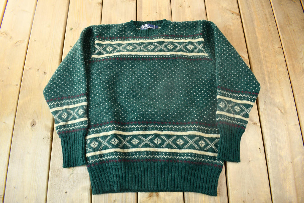 Vintage 1980s Polo Ralph Lauren Snowflake Knit Crewneck Sweater