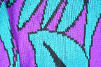 Vintage 1990s Design Funky Neon Leaf Pattern Knit Crewneck Sweater