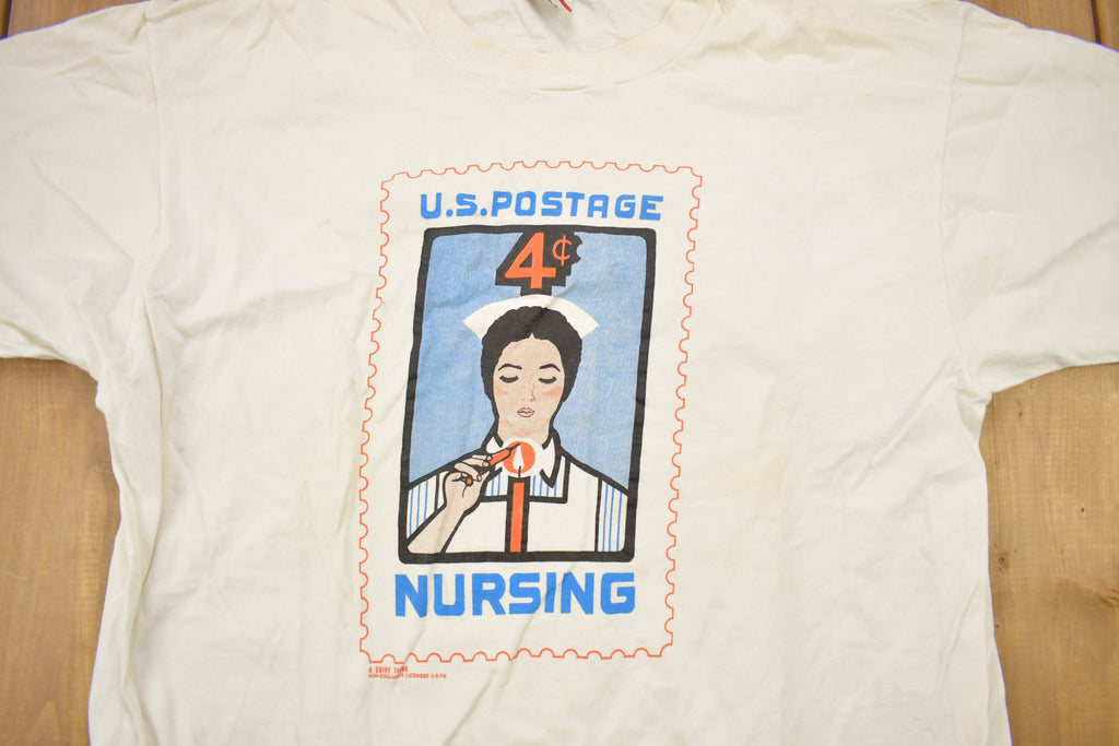 Vintage 1990s USPS Nursing Stamp Graphic T Shirt