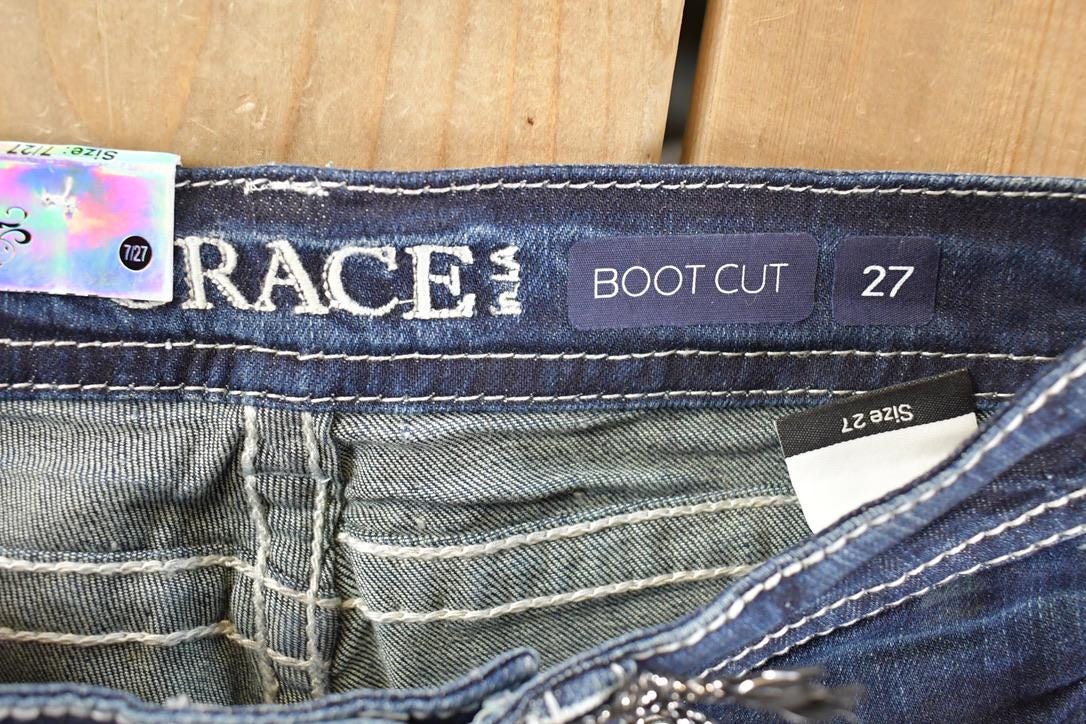 Vintage Deadstock Y2K Grace In LA Bedazzled Bootcut Low Rise Jeans Women's Size 27 x 30