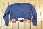 Vintage 1990s First Concepts Hand Knit Floral Pattern Cardigan Womens L