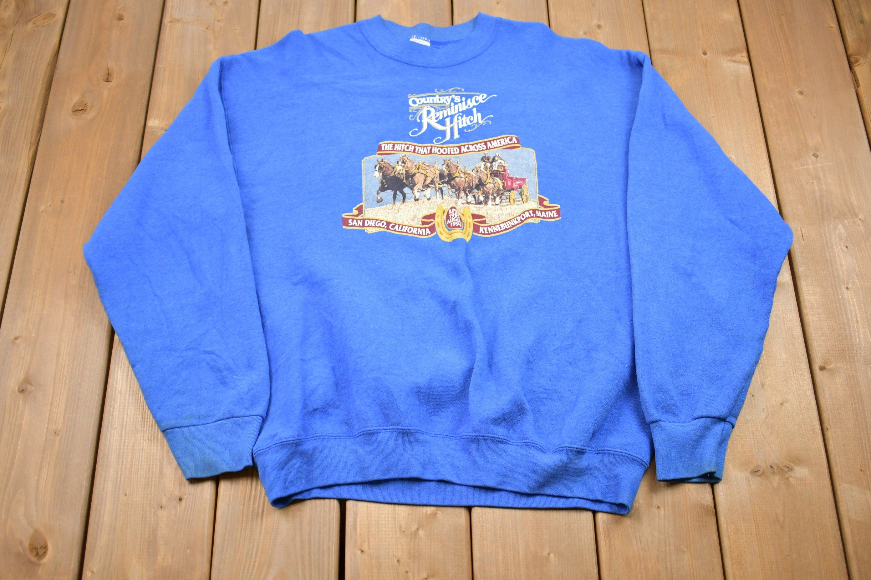 Vintage 1992 Country's Reminisce Hitch Graphic Crewneck Sweatshirt