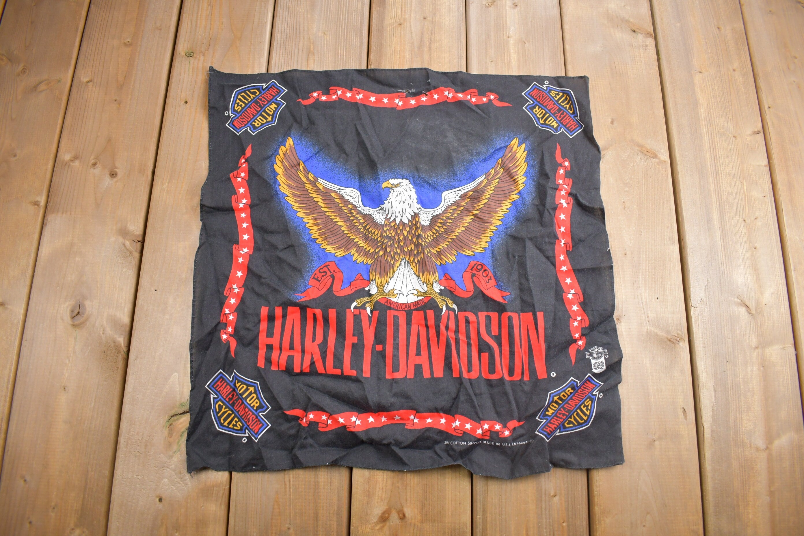 Vintage 1990s Harley Davidson American Bald Eagle Bandana