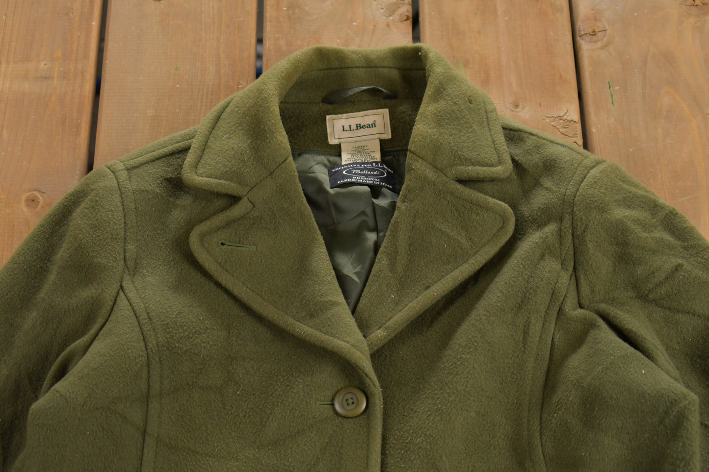 Vintage 1980s LL Bean Green Wool Jacket / Bellandi / Wool Jacket / Vintage 80s Jacket / Outdoor / Cozy Trench Coat / Made In Italy