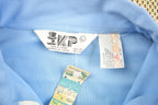 Vintage 1970s KP Spear Collar Zip Up Shirt Light Jacket Striped Cuffs