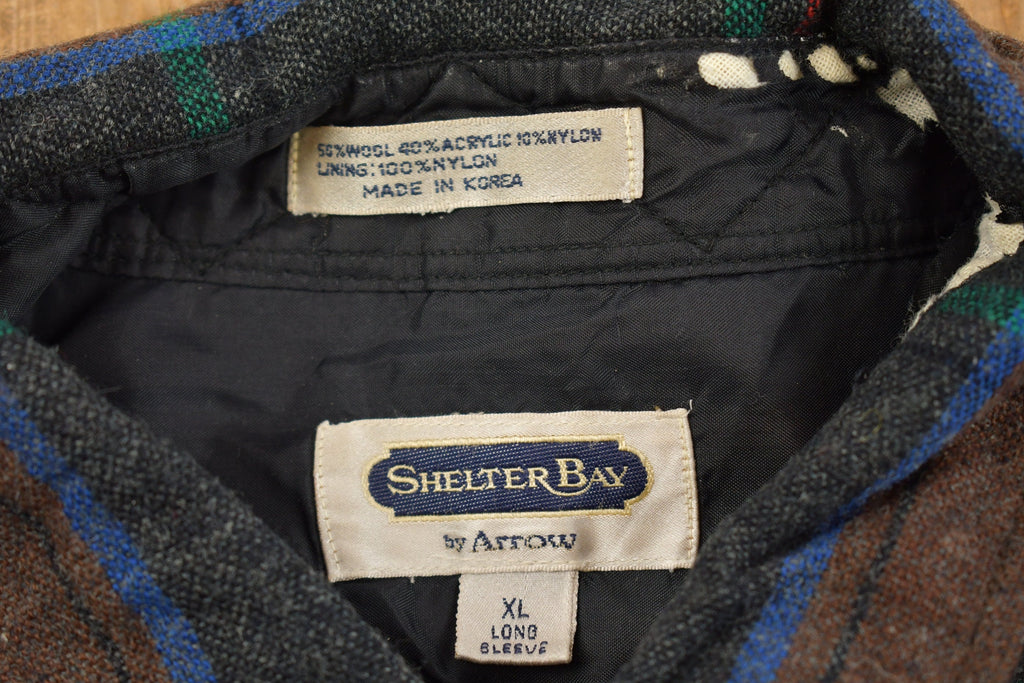 Vintage 1990s Arrow Shelter Bay Plaid Flannel Button Up Shirt