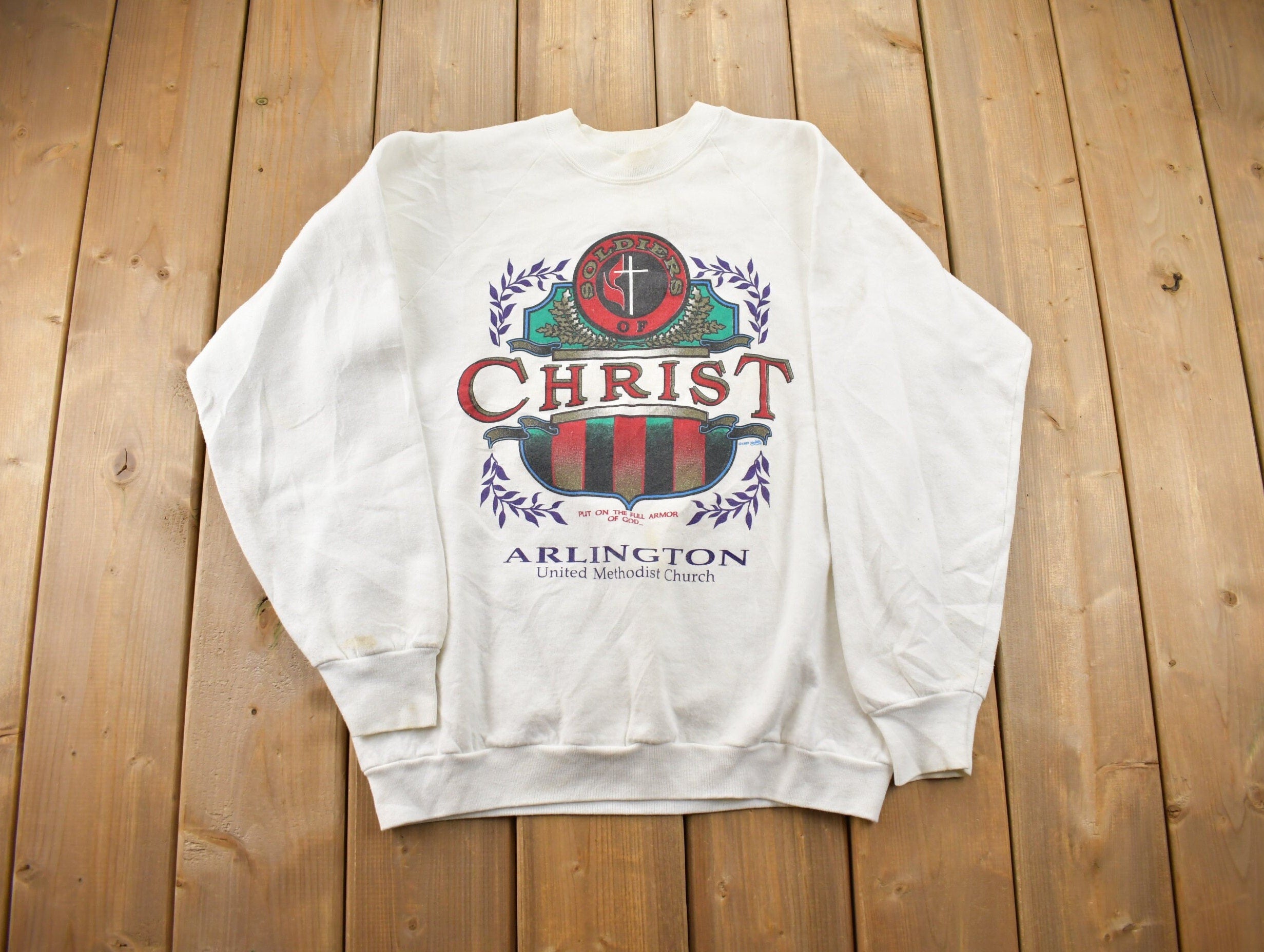 Vintage 1990s Soliders Of Christ Crewneck Sweatshirt