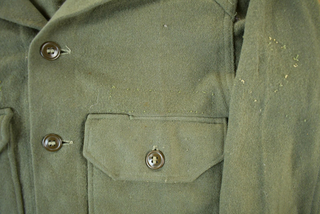 Vintage 1960s 1970s Military Wool Shirt Jacket Men's Small